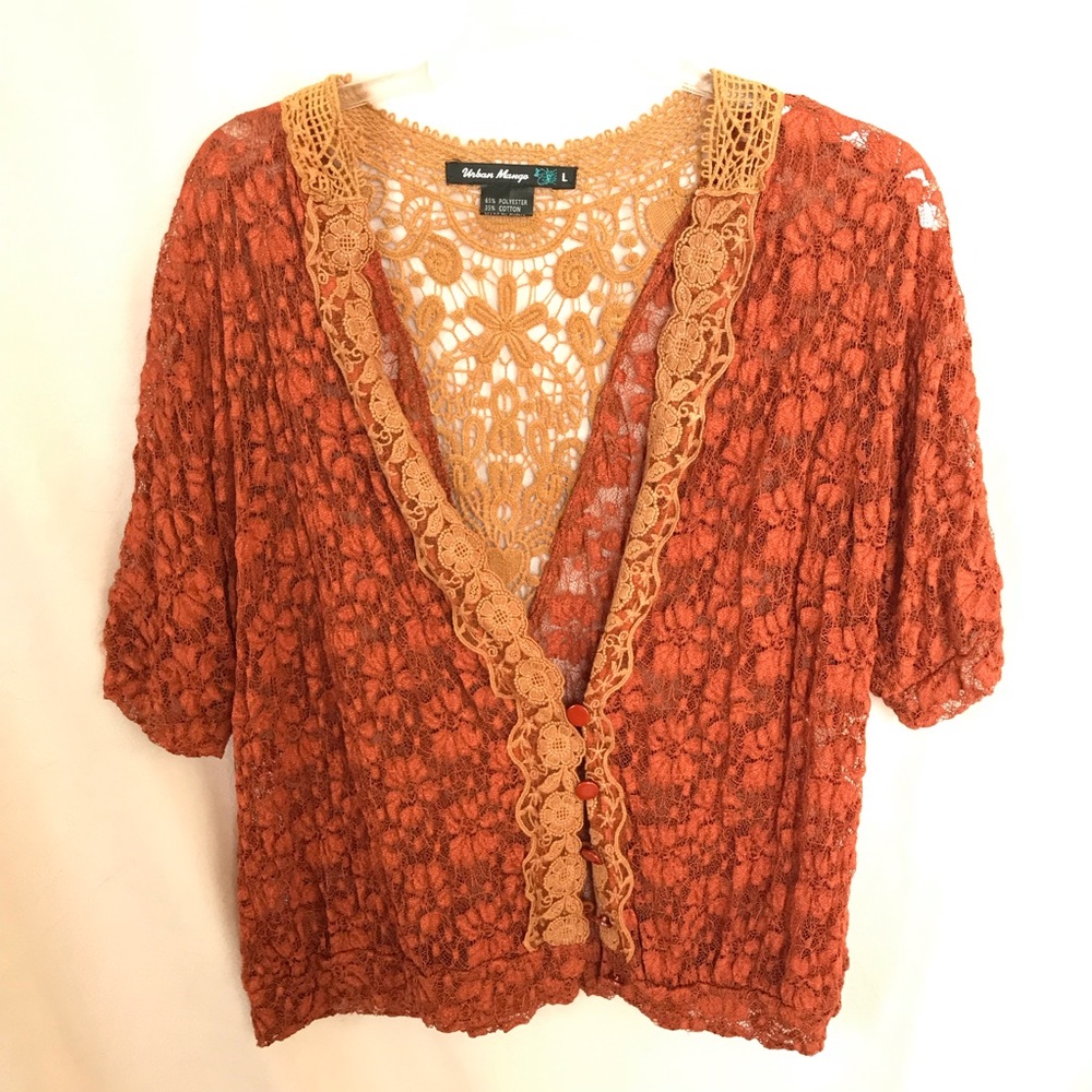 Burnt orange lace topper